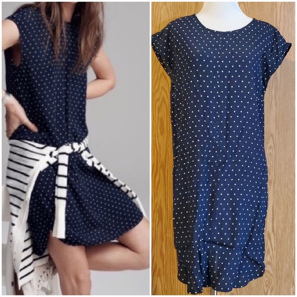 Madewell polka dot sleeveless Vneck shift dress viscose size XS